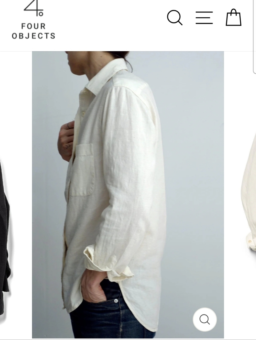Four Objects White Herringbone Womens Work Shirt